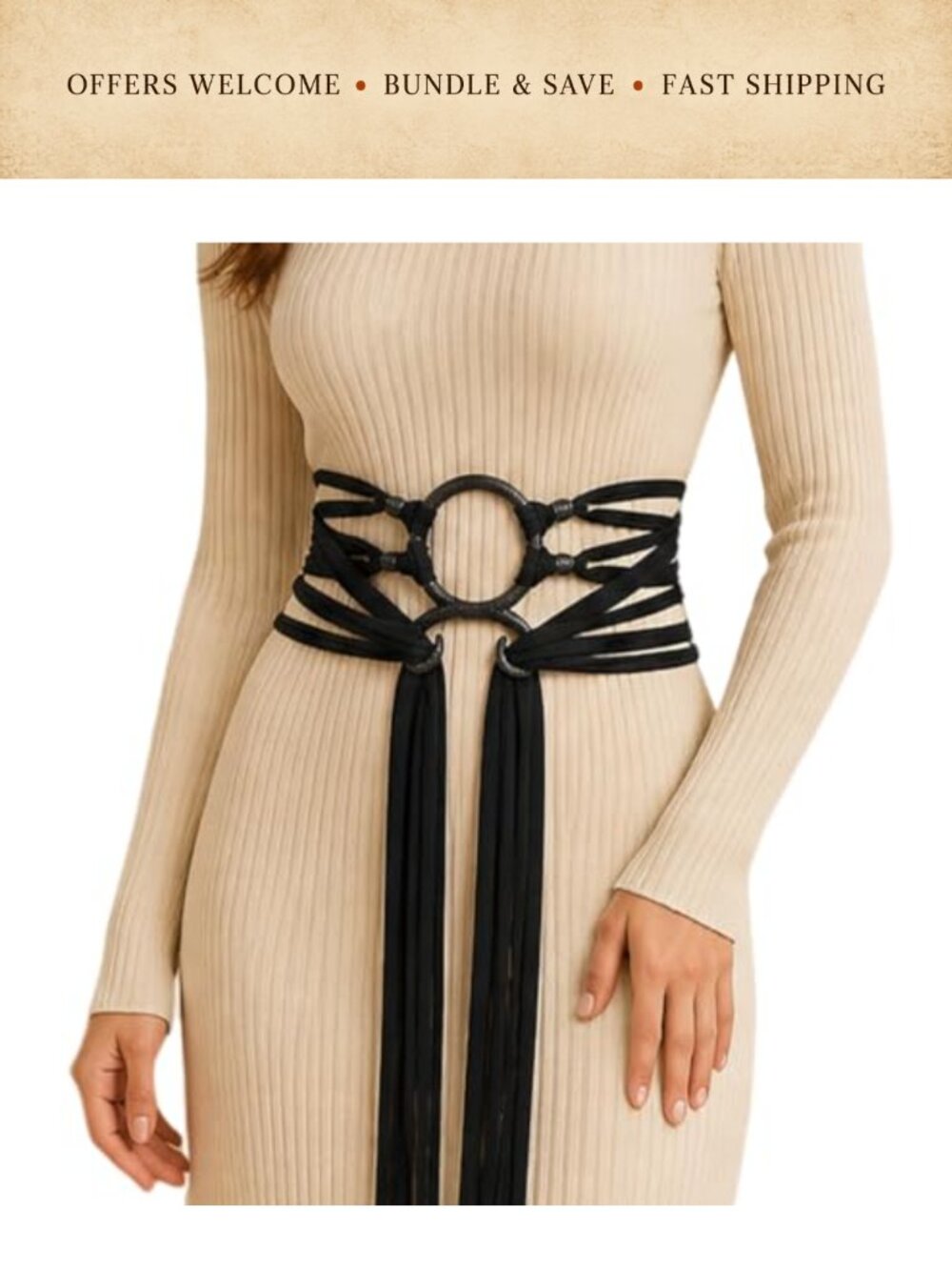 Women's Viking Troll Cross Rope Belt Medieval Renaissance Norse Witch Cosplay